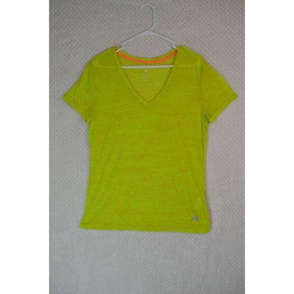 Adidas Women's Large Yellow Burnout Short Sleeve T-Shirt - Picture 1 of 12